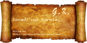 Germányi Karola névjegykártya